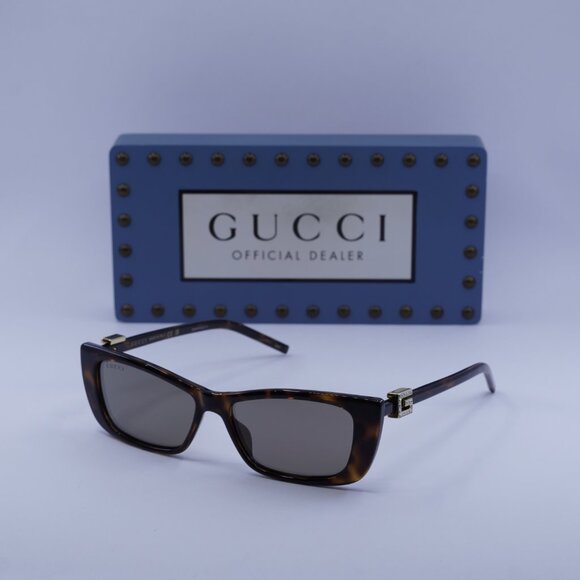 Gucci GG1681S 003 Cat Eye Sunglasses - Havana/Grey with Silver Mirror - Picture 6 of 14